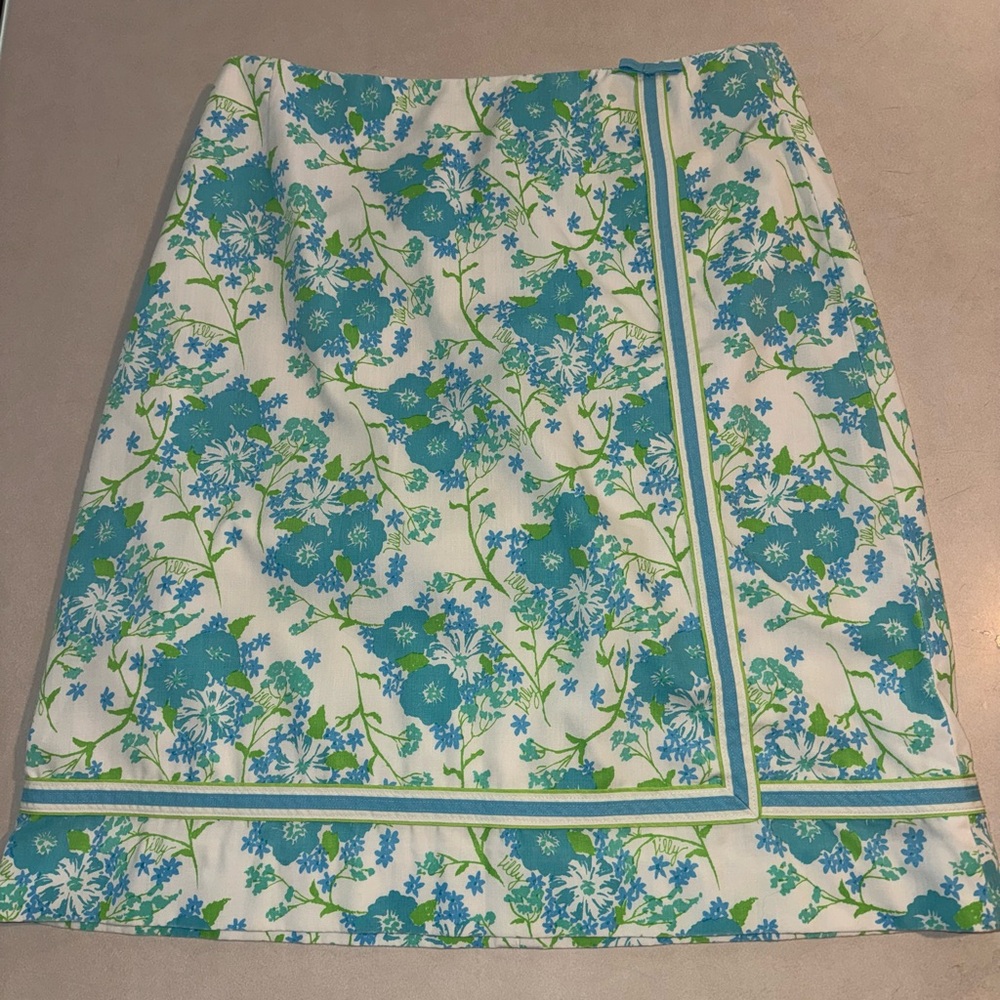 Vintage The Lilly Pulitzer Skirt Plus Size 16 XL Blue Floral